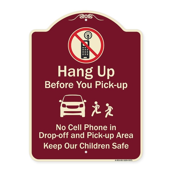 Designer Series-Hang-up Before You Pick-up Burgungy Heavy-Gauge Aluminum, 24" x 18", BU-1824-9971